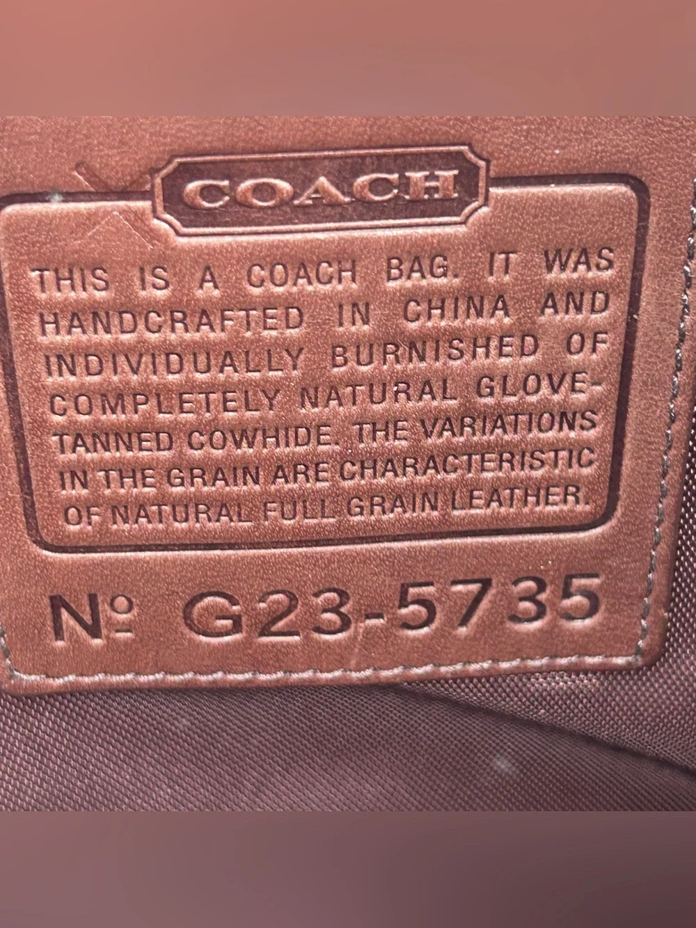 Coach Vintage Glove‑Tanned Leather Messenger Bag Brown Crossbody G23‑5735